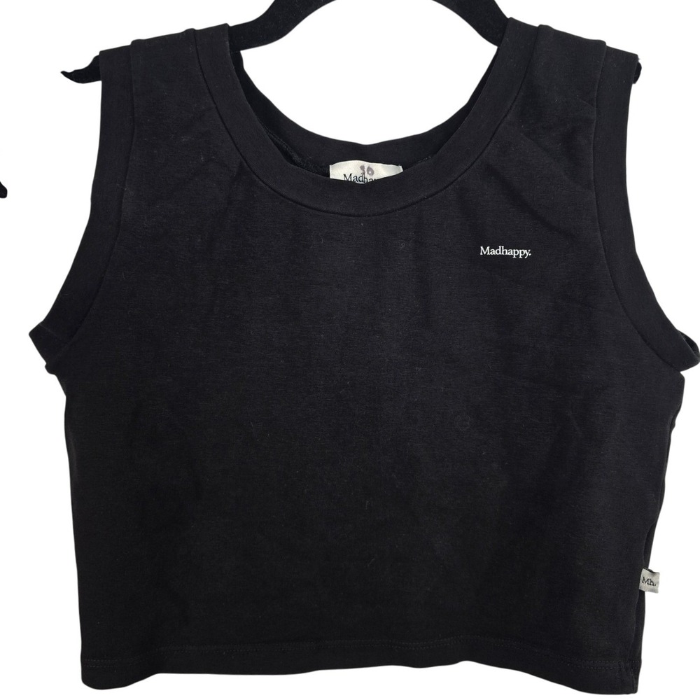 Madhappy Black Crop Tank Top Womens Size S Embroidered Logo Made USA